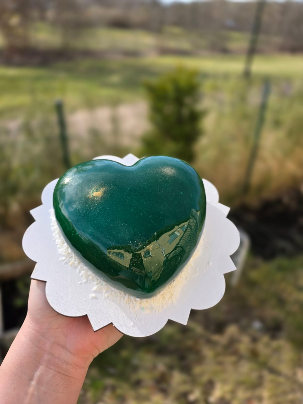 Green Heart Mousse Cake