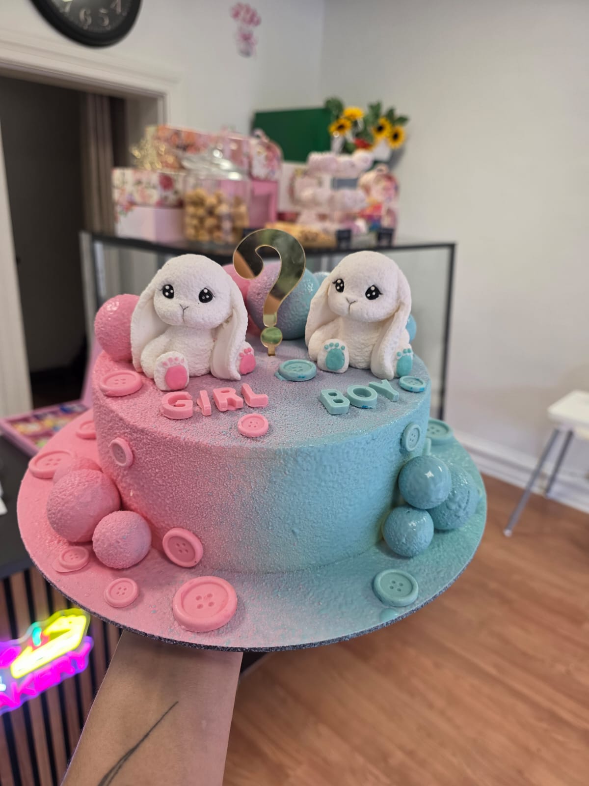 Bunny Gender Reveal Cake