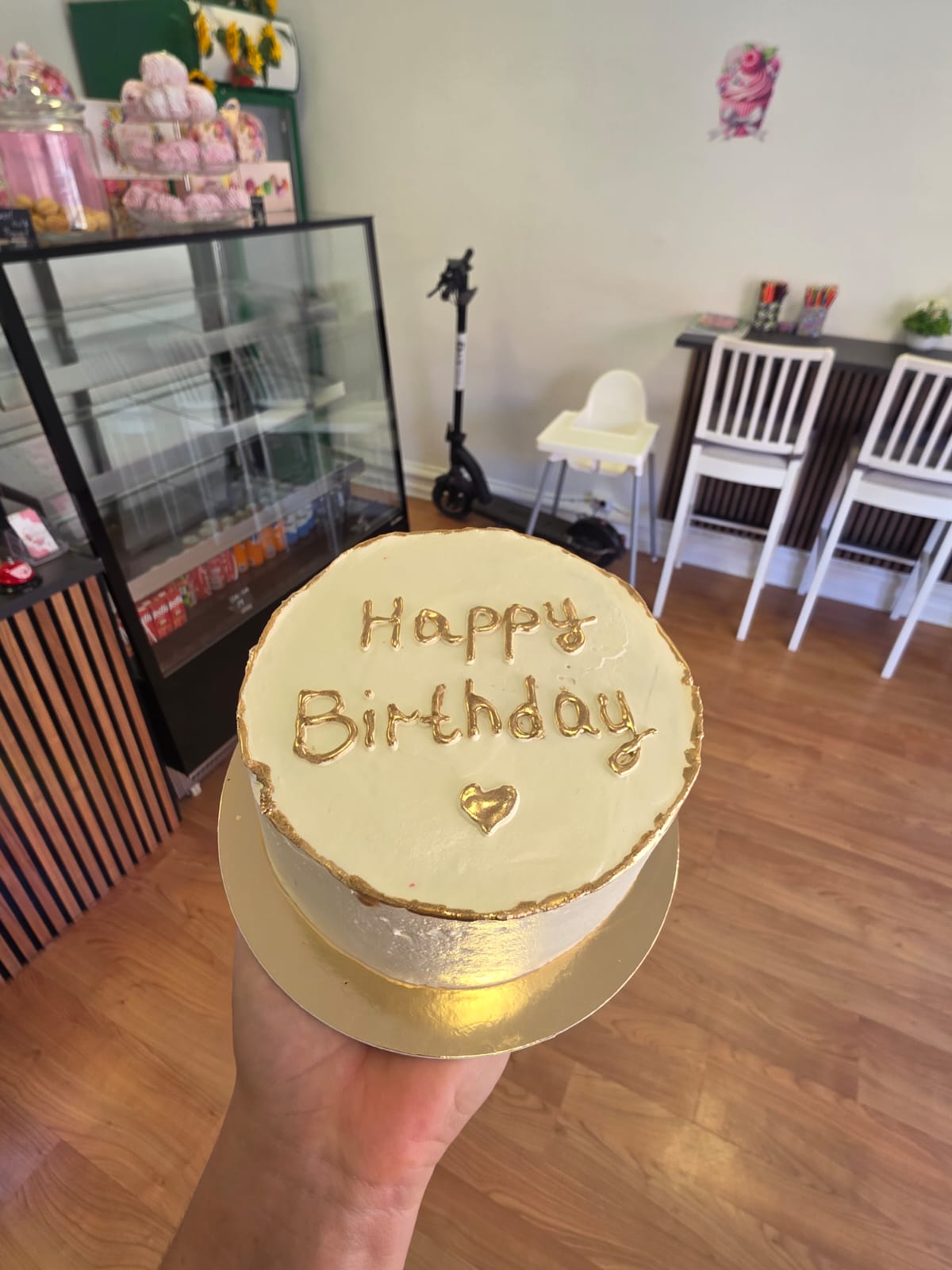 Golden Happy Birthday Bento Cake