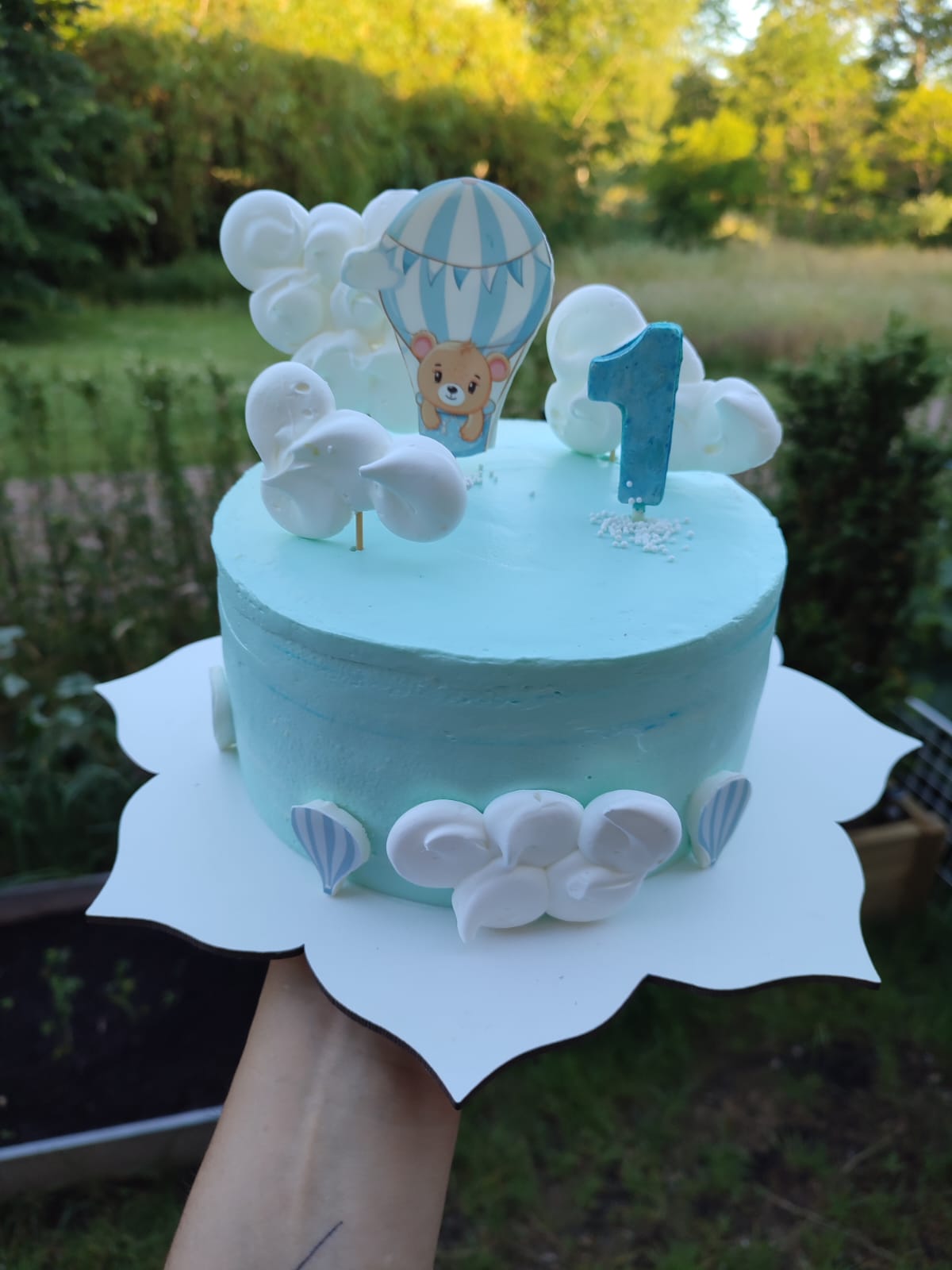 Balloon Bear First Birthday Cake