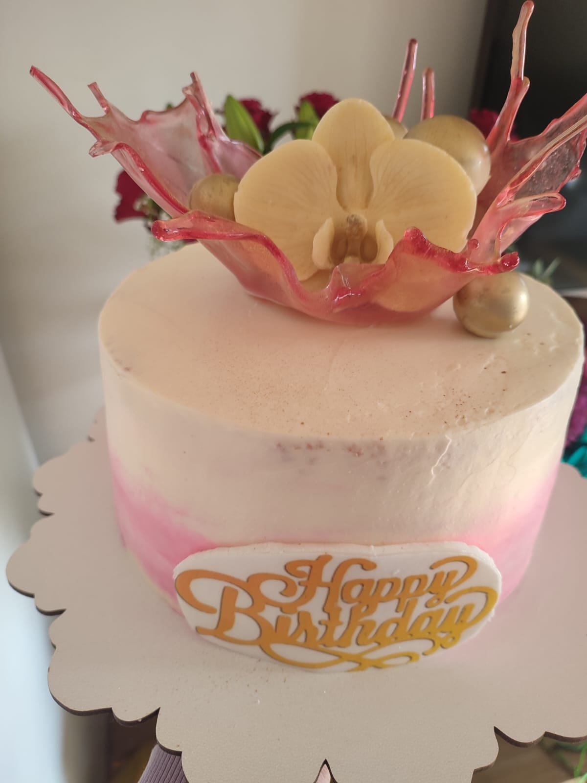 Caramel Sail & Orchid Cake