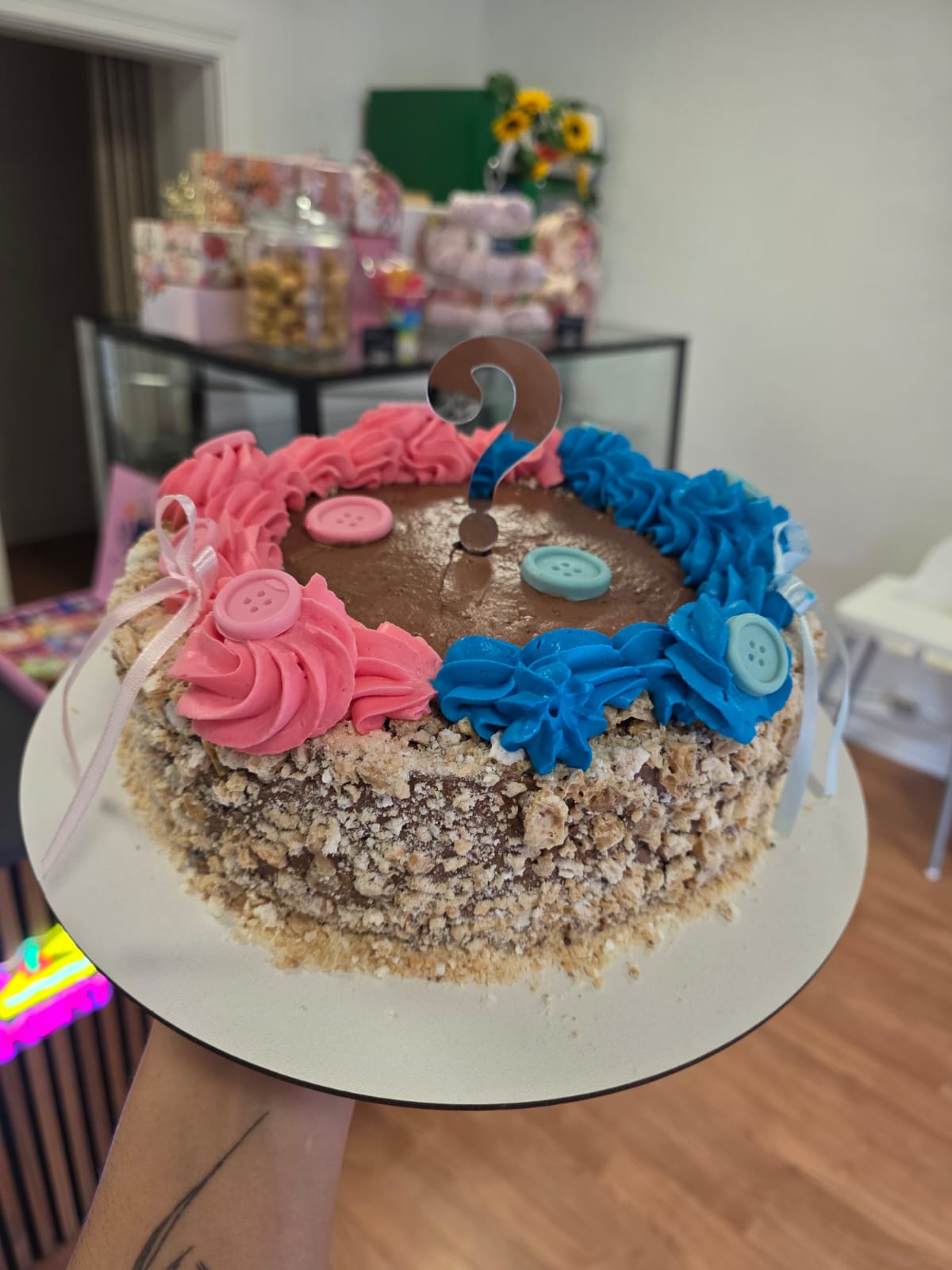 Rosette Gender Reveal Cake