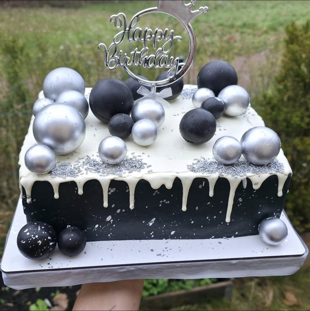 Black & Silver Sphere Cake