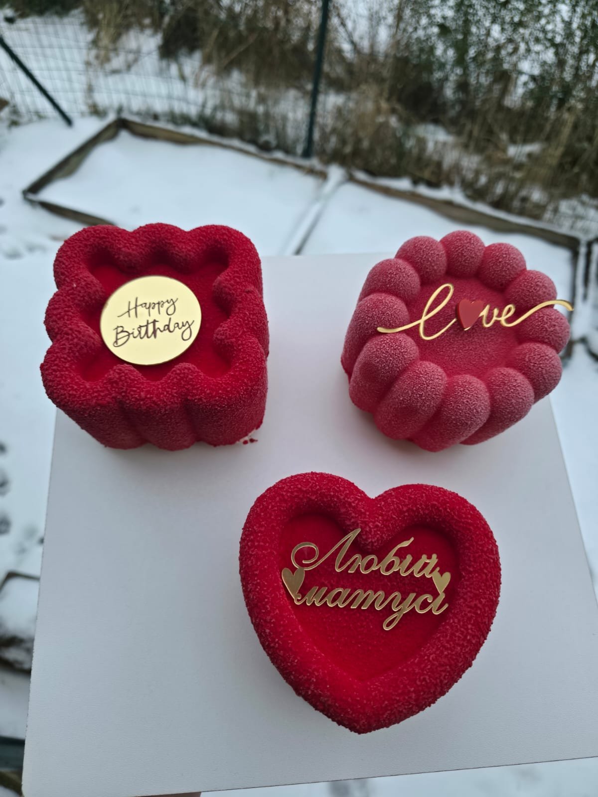 Red Mousse Cake Trio