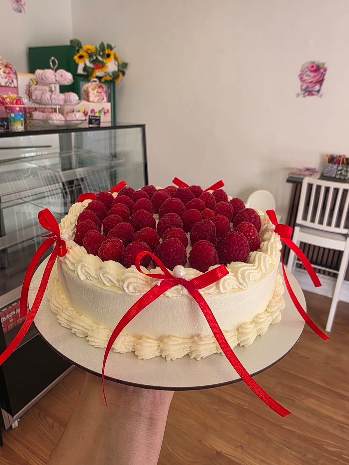 Raspberry & Red Ribbon Cake