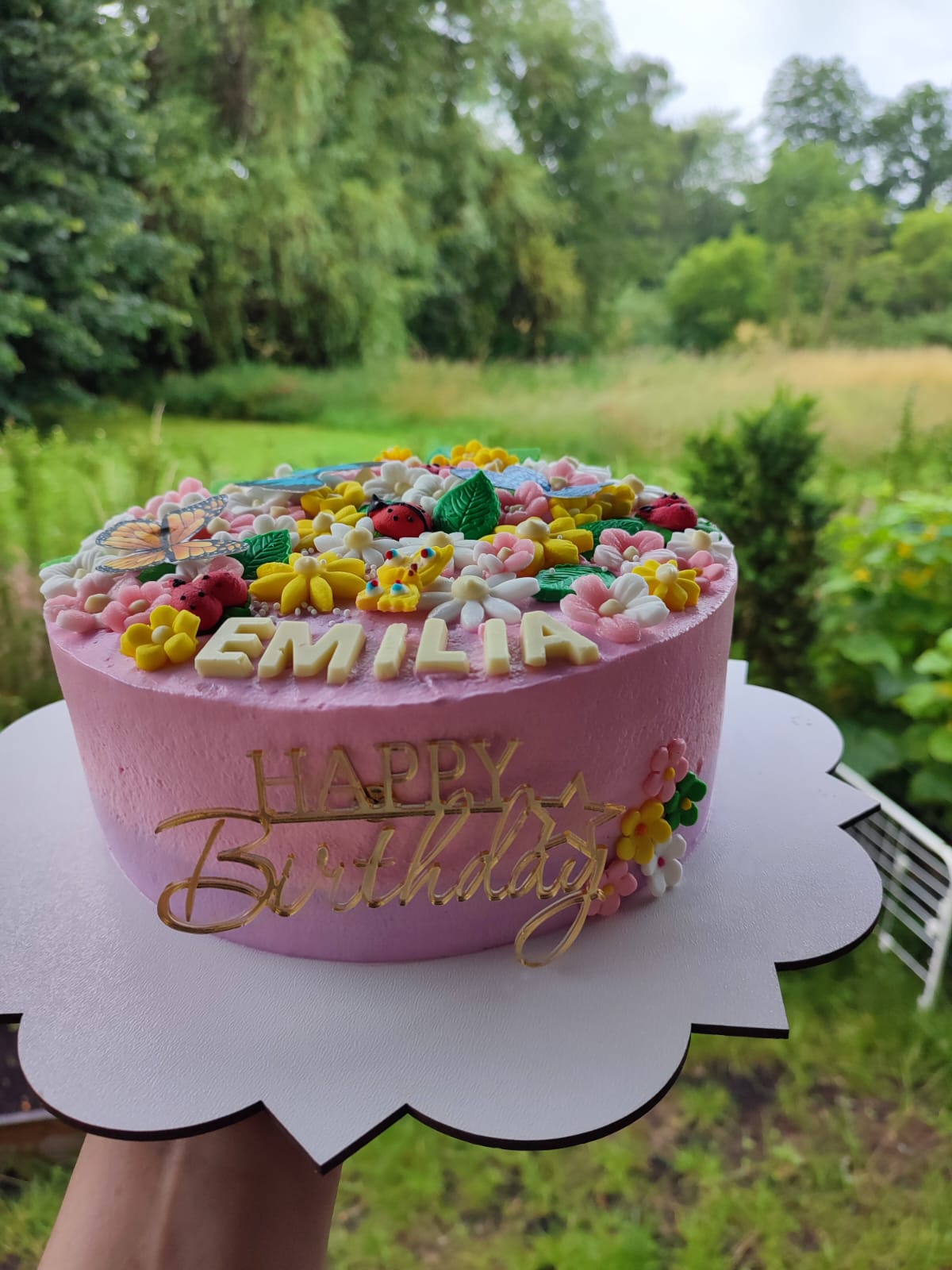 Pink Flower Meadow Cake