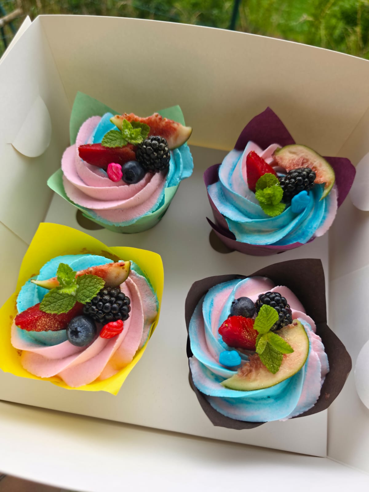 Rainbow Cream Cupcakes