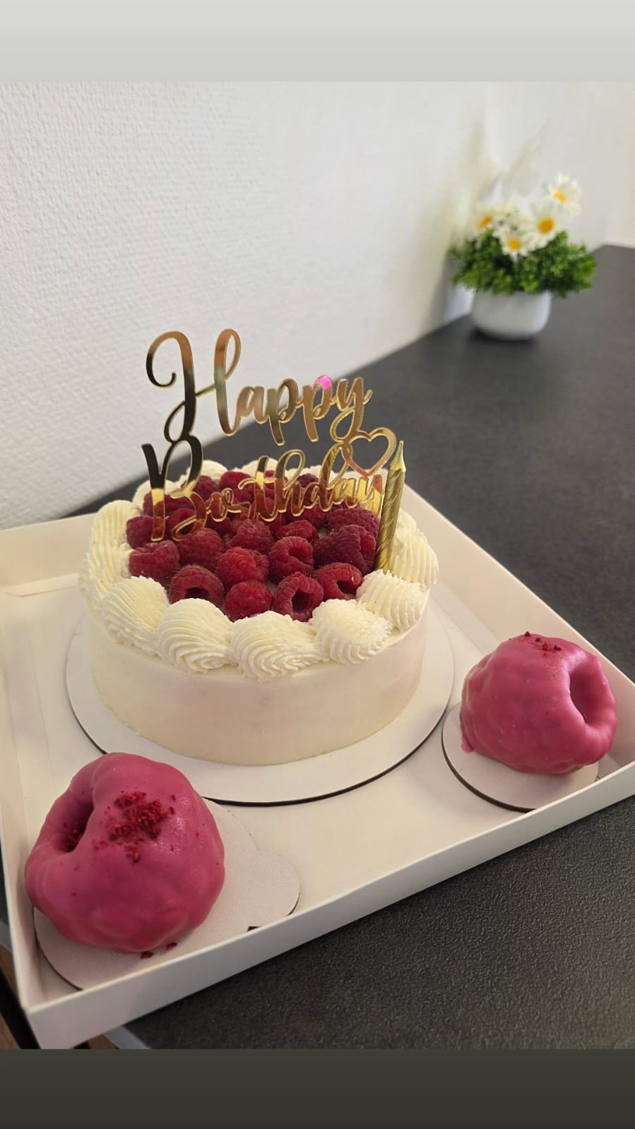 Raspberry Birthday Cake & Mousse Hearts