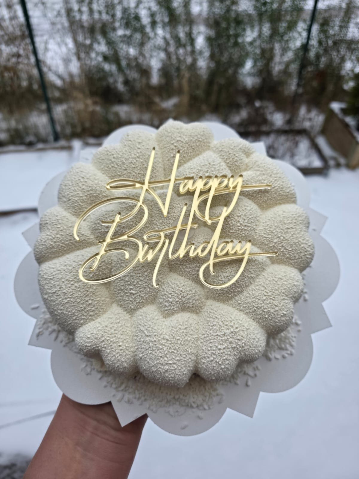 White Flower Mousse Birthday Cake