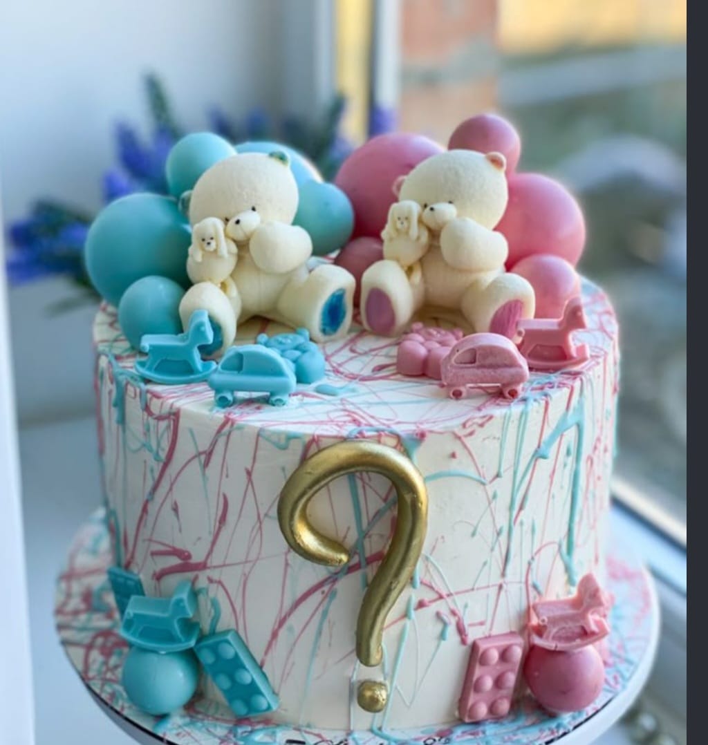Teddy Bear Gender Reveal Cake