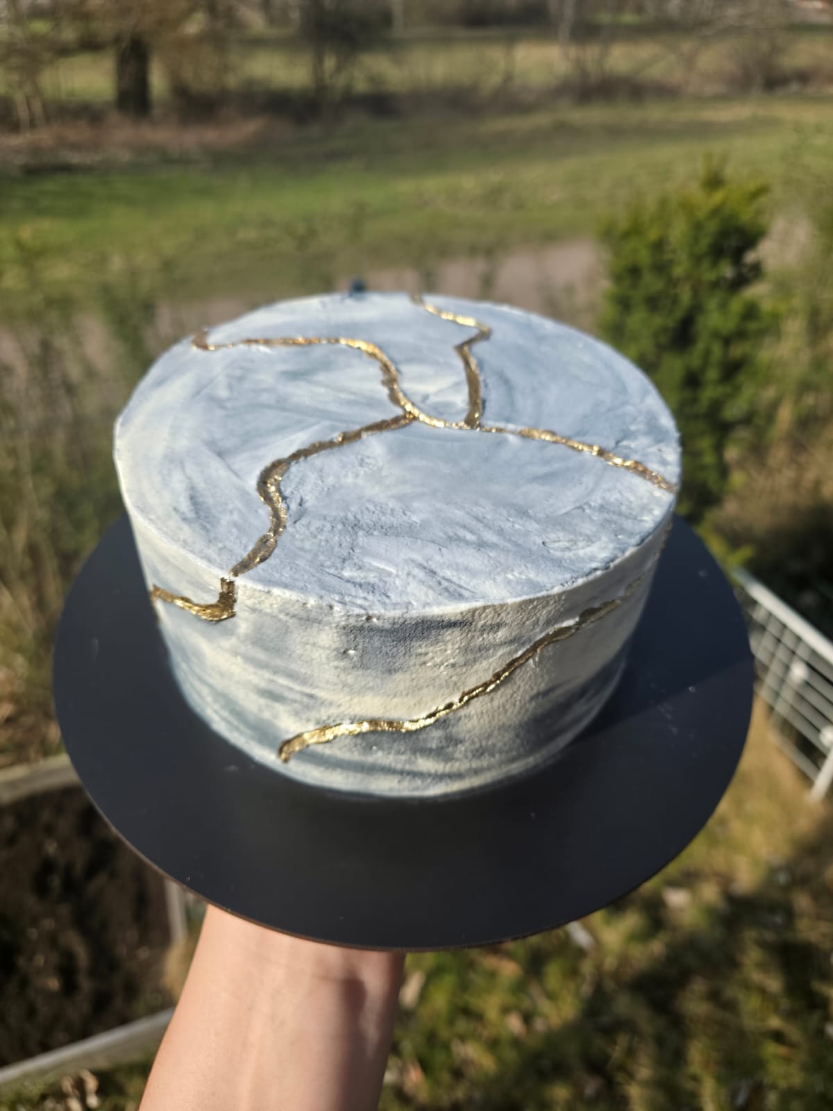 Grey Marble Cake with Gold
