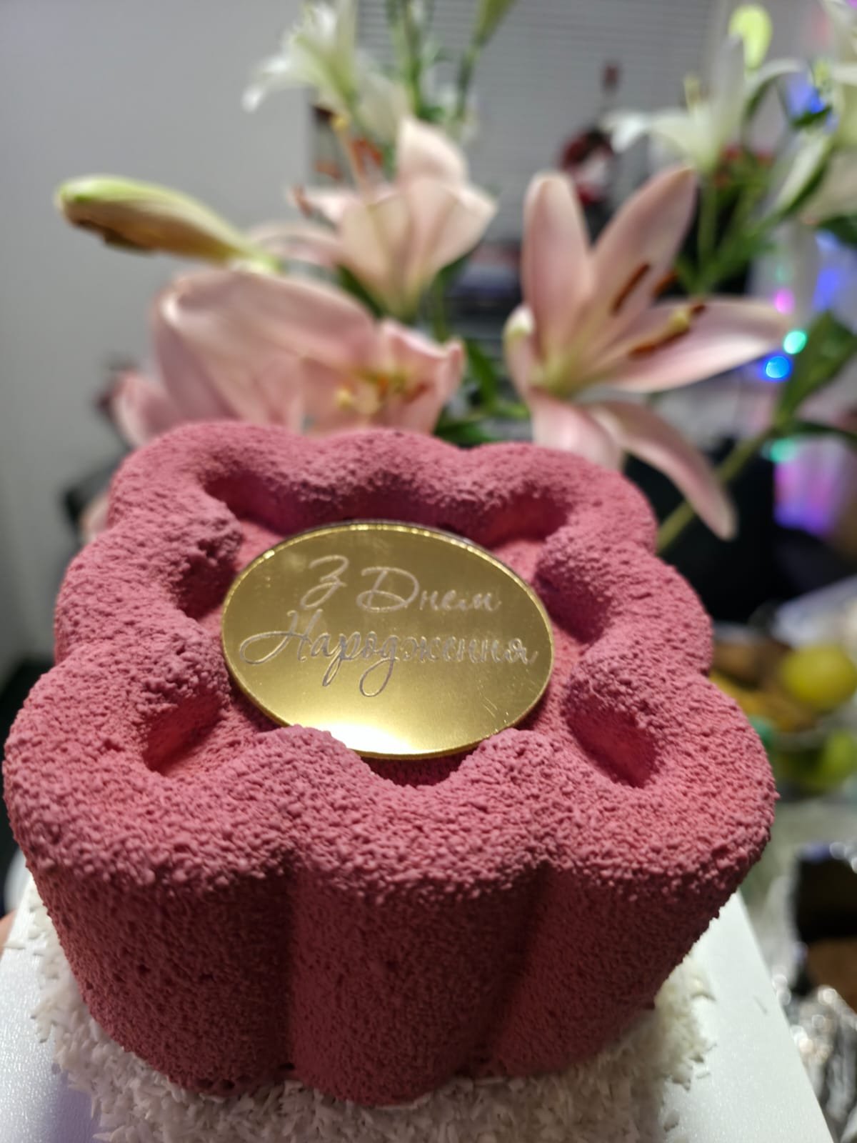 Pink Flower Mousse Cake