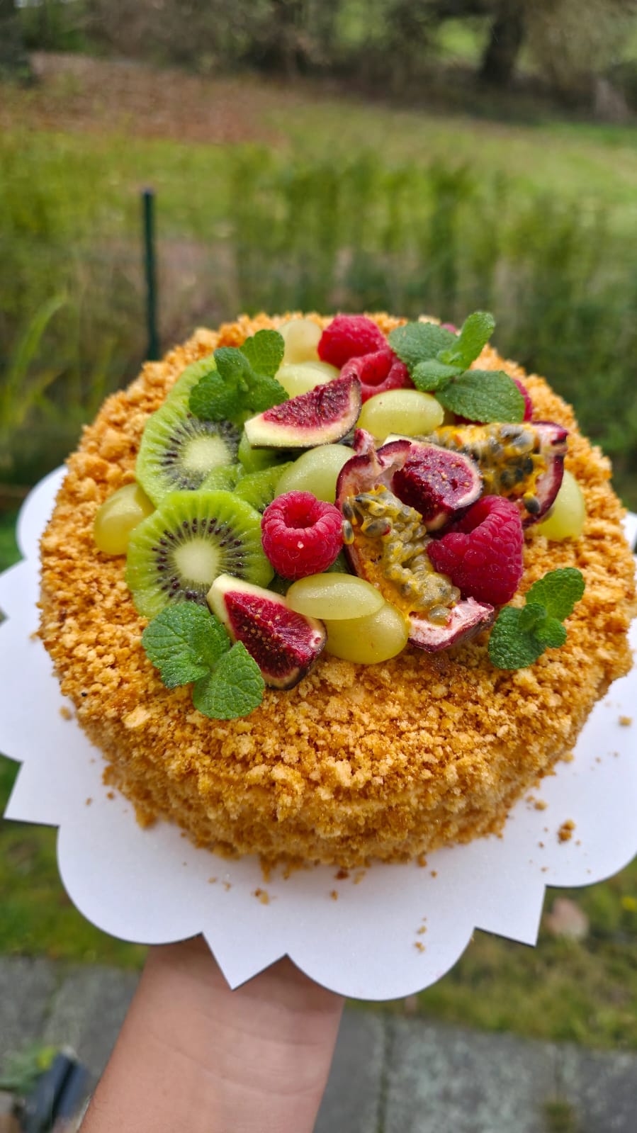 Honey Crumble Cake with Fresh Fruit